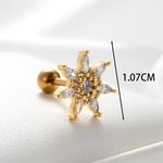 Gold color / 1 Piece Simple Series Classic Sun Copper   Gold Color Zircon Women's Stud Earrings Picture2